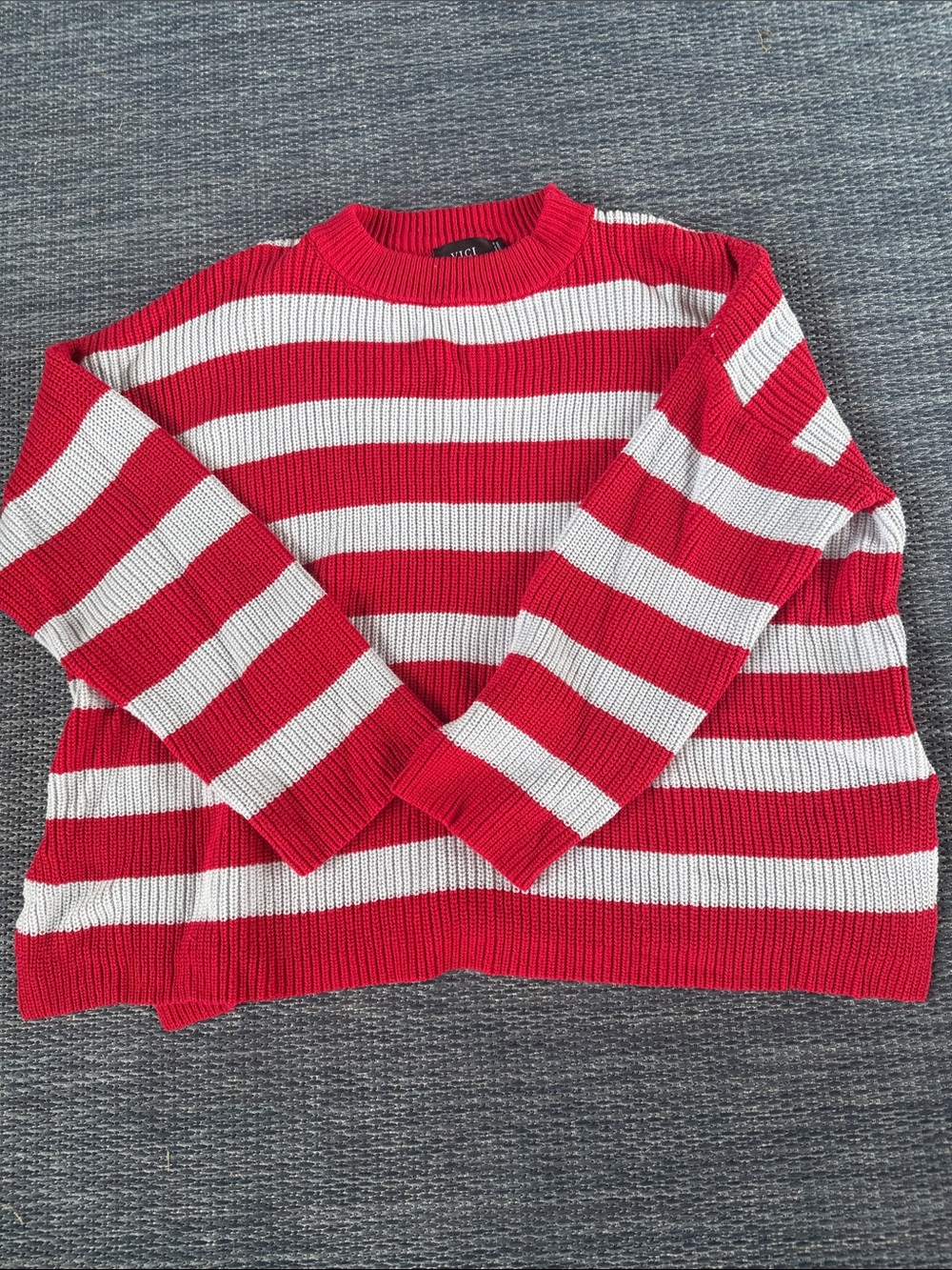 VICI Striped Red and White Crewneck Sweater - Women